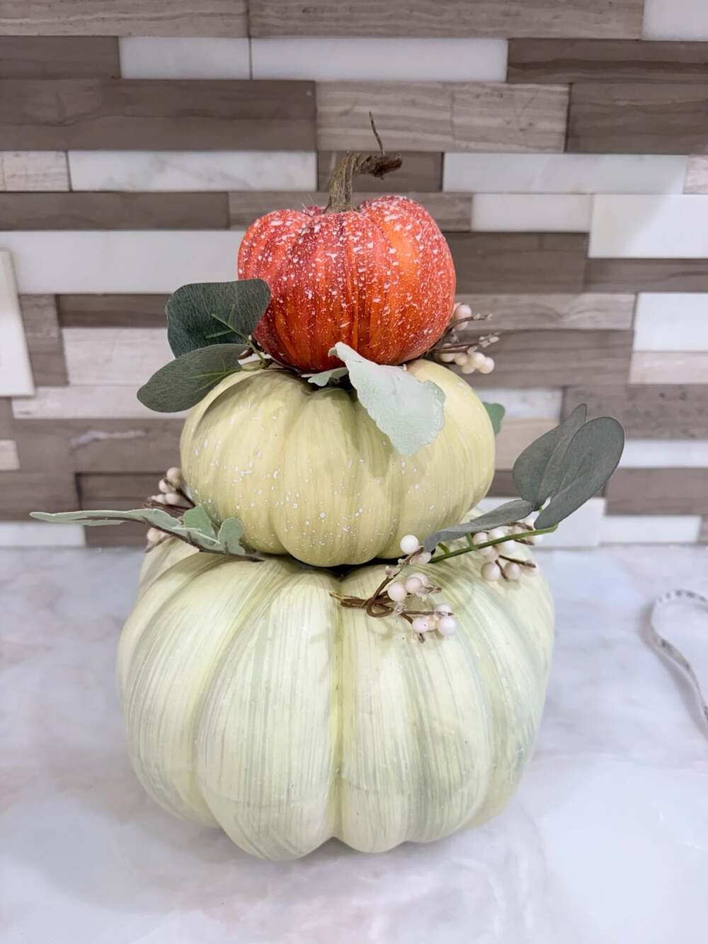 Stacked Pumpkin Fall Harvest Decoration 14 Inches